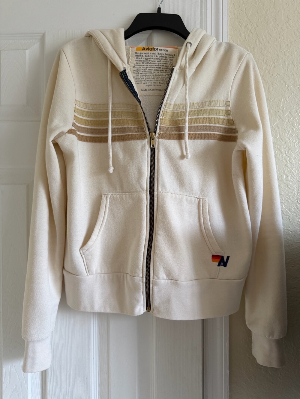 Aviator Nation Cream Stripe Hoodie And Jogger Set - Picture 4 of 10